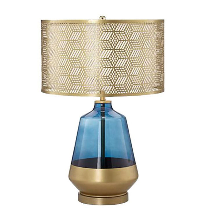 Dekorative Tischlampe mit geometrischem Schirm