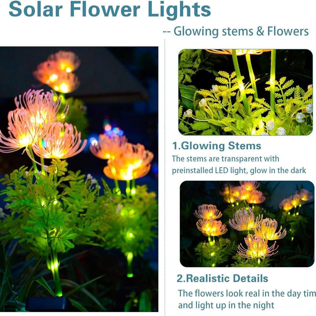 Realistische Solar-LED-Gartenblumenstecker mit Chrysanthemenblüte und flexiblem wasserdichtem Stängel