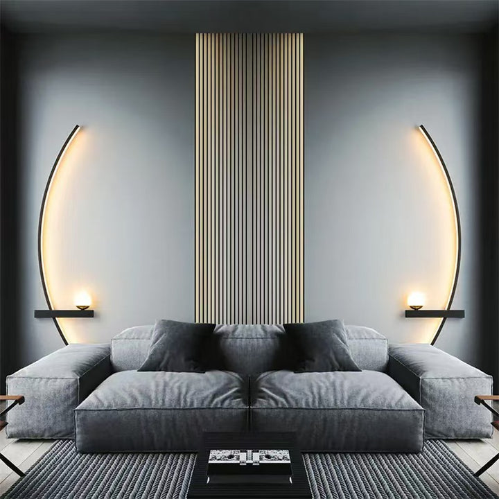 Gebogene LED-Umgebungswandlampe mit integriertem Regal
