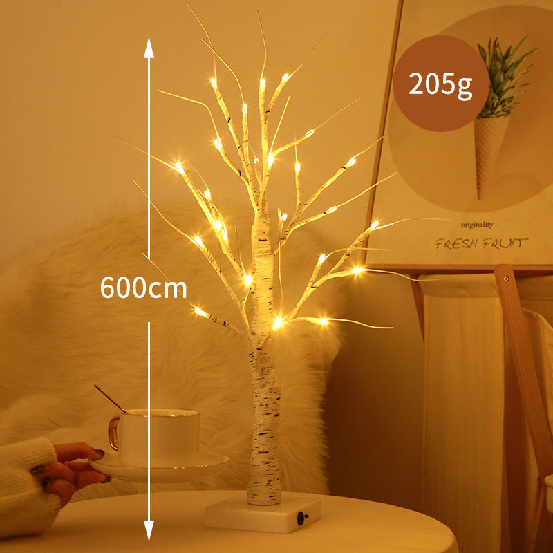 LED Birke Bodenbaumlampe mit warmen Feenlichtern und flexiblen Zweigästen