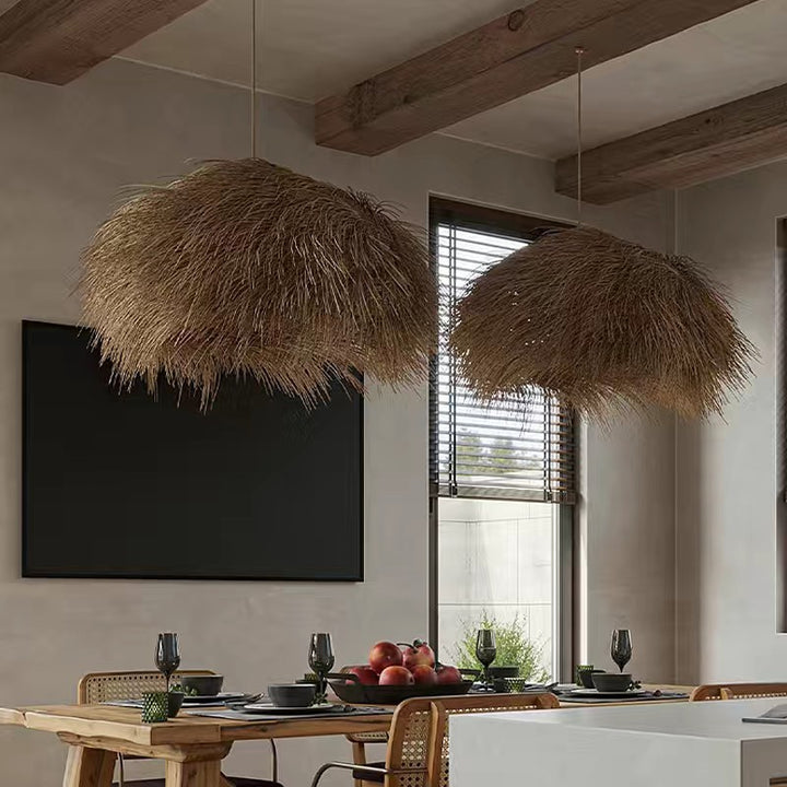 Bohemian-Stil natürliche Strohpendeleuchte