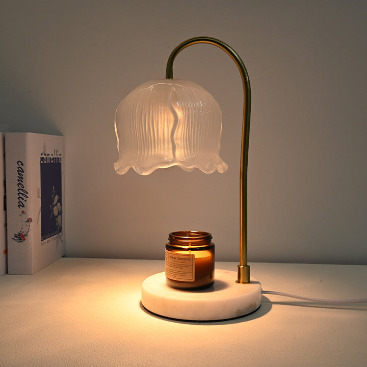 Vintage-Glas-Glocken-schirm Marmor-Basis Tischlampe