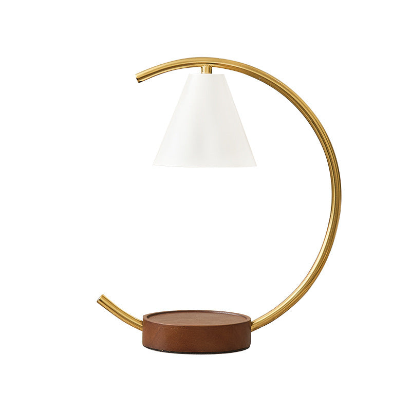 Crescent Arc Tischlampe mit Lederbesatzsockel