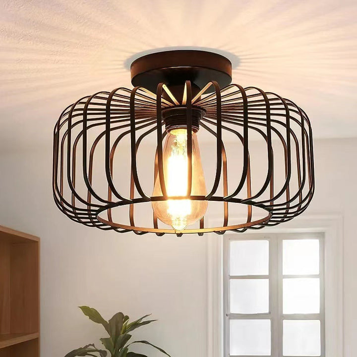 Moderne Industrielle Vogelkäfig Deckenlampe Schwarz