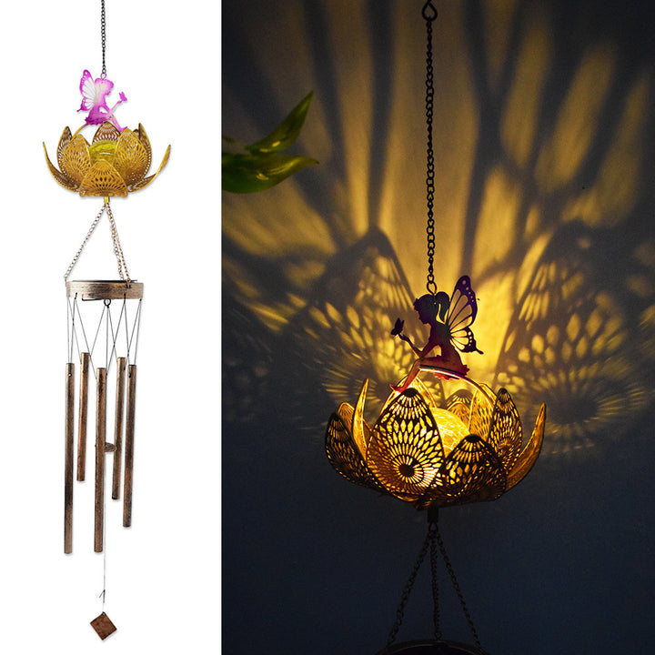 Hängende Flamingo Solar LED Windspiel mit Knackglas-Globus