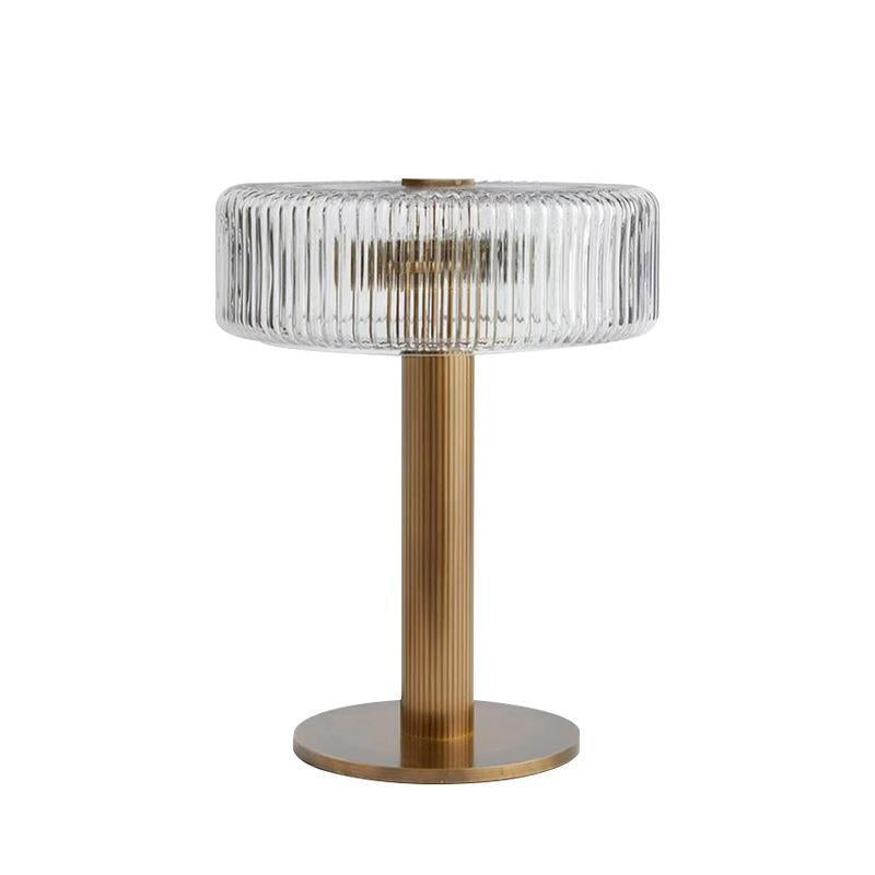 Elegante gerippte Glas- und Gold-Tischlampe