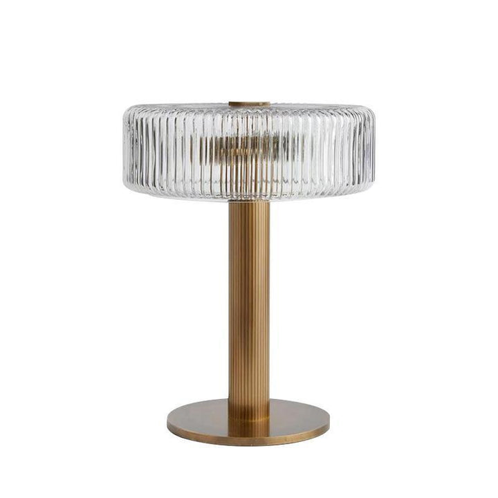 Elegante gerippte Glas- und Gold-Tischlampe