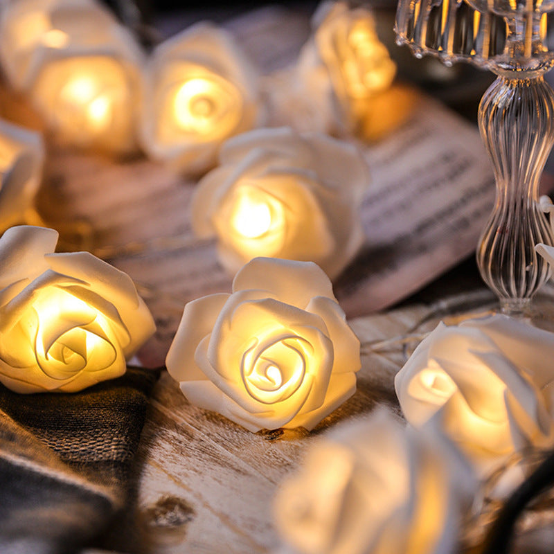 Rosenförmige LED-Lichterkette Romantische Blumen-Girlande