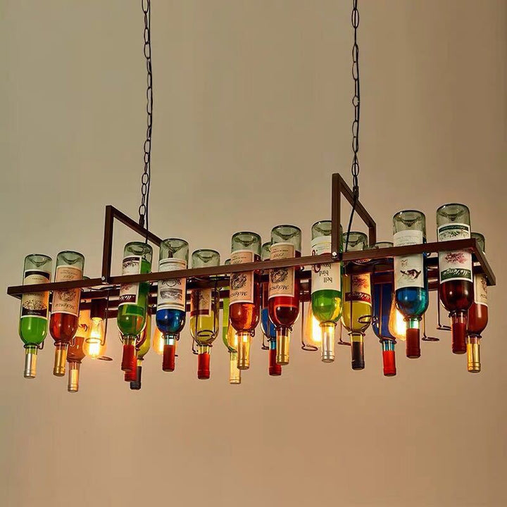 Upcycling-Glasflasche-Linearpendelleuchte