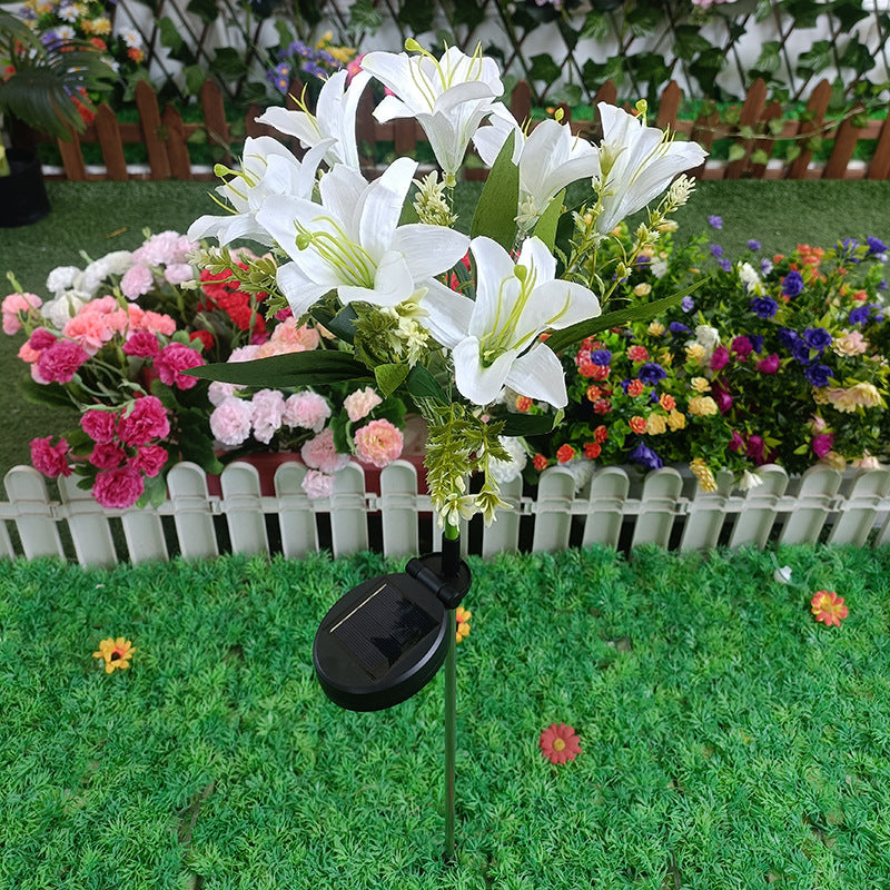 Solar LED Lily Gartenstecker Licht mit integrierter Feenlichterkette und lebensechten Seidenblättern