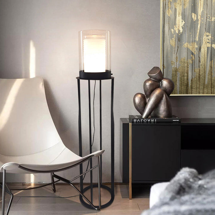 Zeitgenössische Tischlampe mit strukturiertem Glasschirm