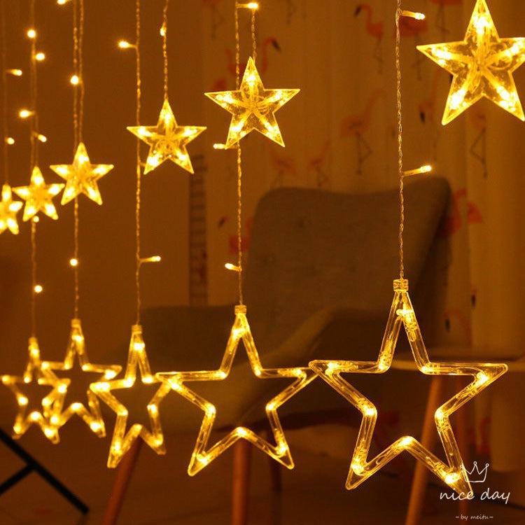 LED Acryl Hängende Weihnachtsvorhang Lichterset mit Rentier Baum Glocke und Stern Ornamenten