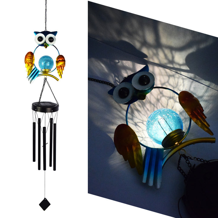 Hängende Flamingo Solar LED Windspiel mit Knackglas-Globus