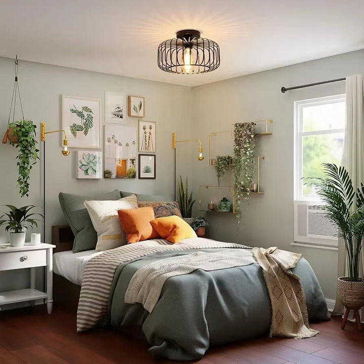 Moderne Industrielle Vogelkäfig Deckenlampe Schwarz