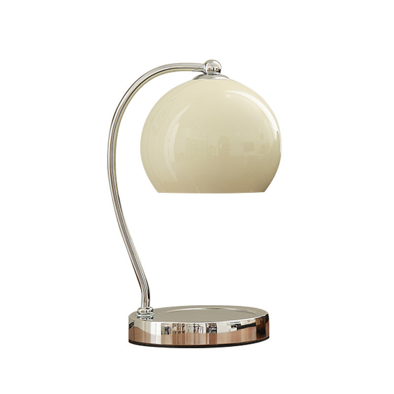 Gebogene Metall-Arm Globe Schreibtischlampe mit polierter Basis