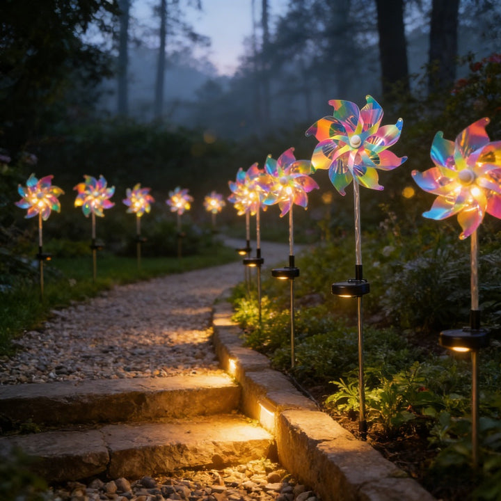 LED Solar-betriebene drehende Windrad Weg Stake Lichter
