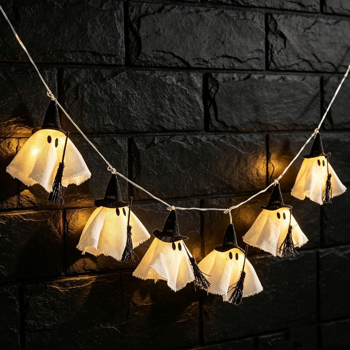Halloween LED Geist Hexe Lichterkette Girlande