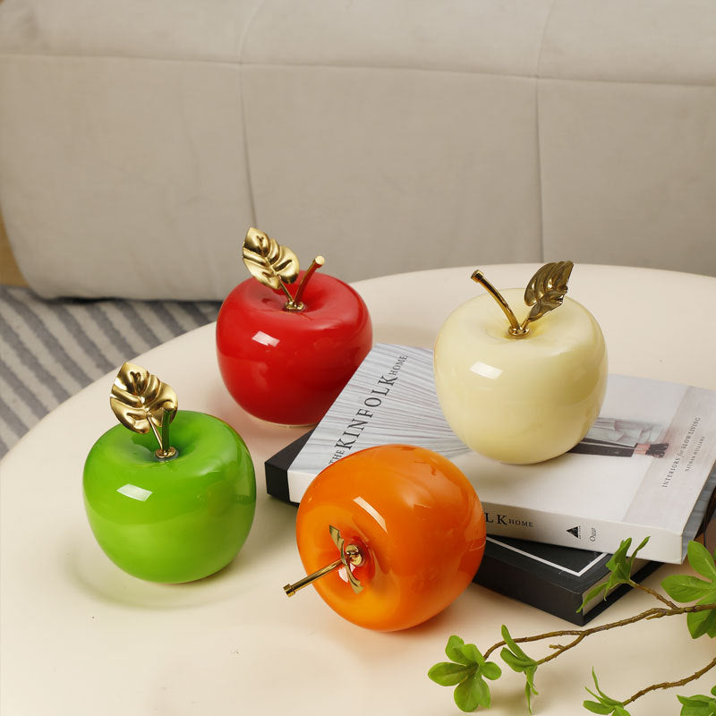Keramische Apfel Tischlampe mit Messingstab und Metallbasis
