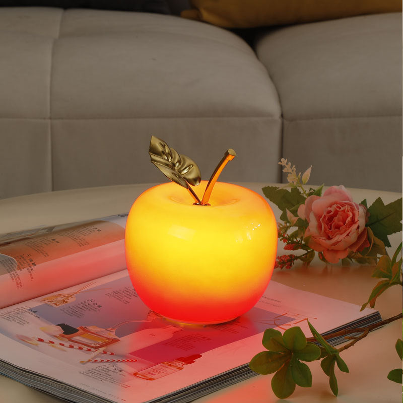 Keramische Apfel Tischlampe mit Messingstab und Metallbasis