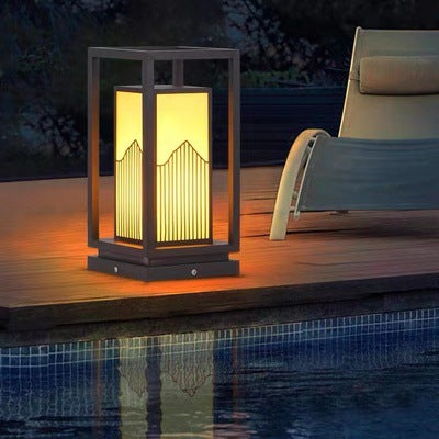 Outdoor Solar Laterne Weglicht mit dekorativen satinierten Glasplatten