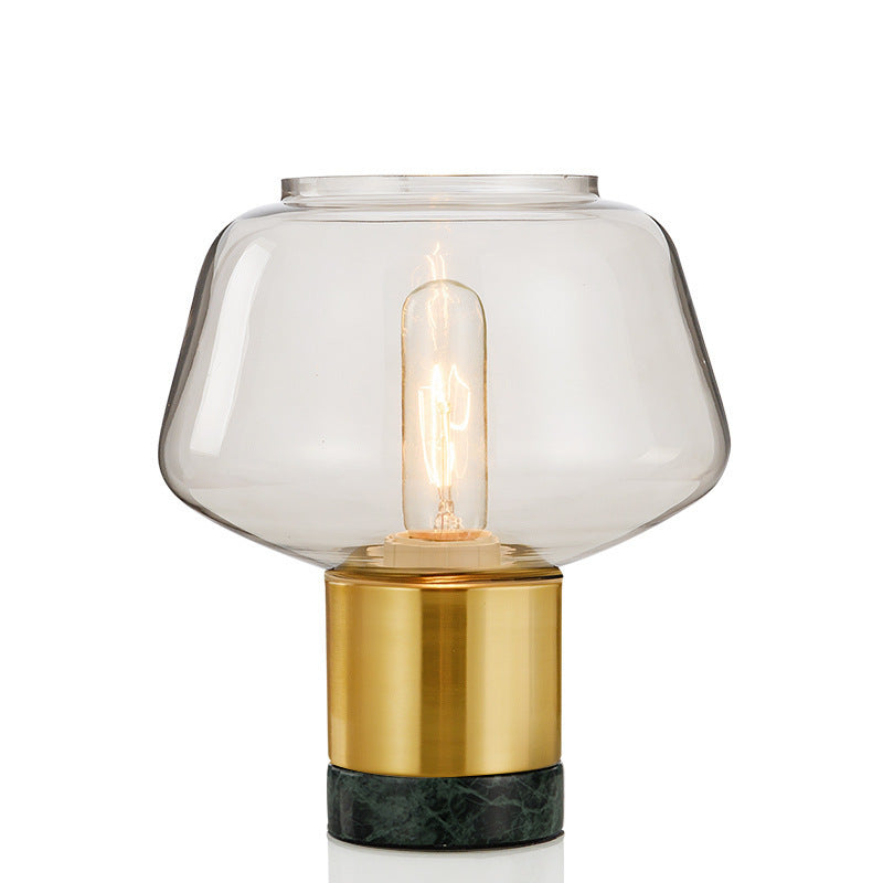 Geometrische Glas Tischlampe mit Messing- und Marmorfuß