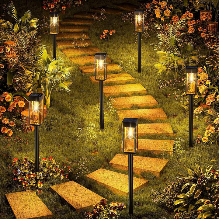 Outdoor-Wasserdicht Vintage-Glas-Postlaterne mit LED-Filament-Glühbirne und Erdspike