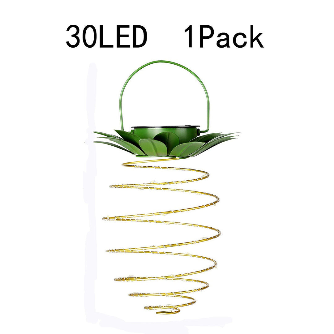 Spiral Hängende Solar LED Laterne Mit Lotus Dach Und Traggriff