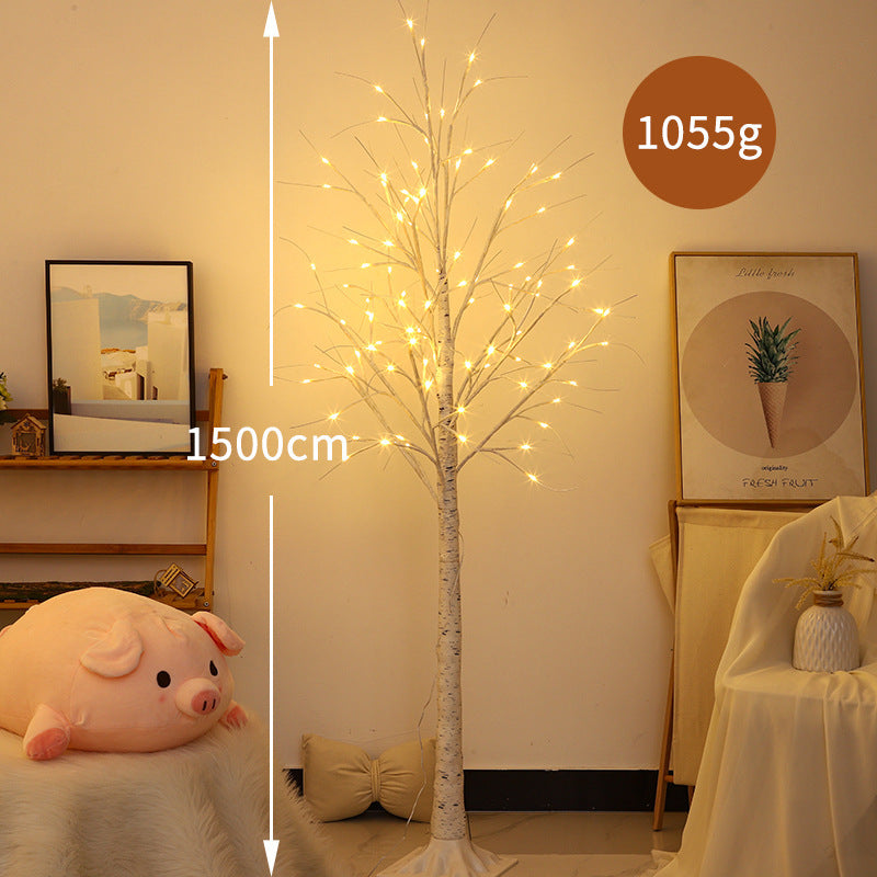 LED Birke Bodenbaumlampe mit warmen Feenlichtern und flexiblen Zweigästen