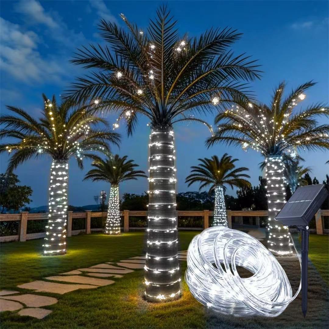 Solarbetriebene warmweiße flexible LED-Seilschnurlichter für Bäume und Landschaftsbewicklung