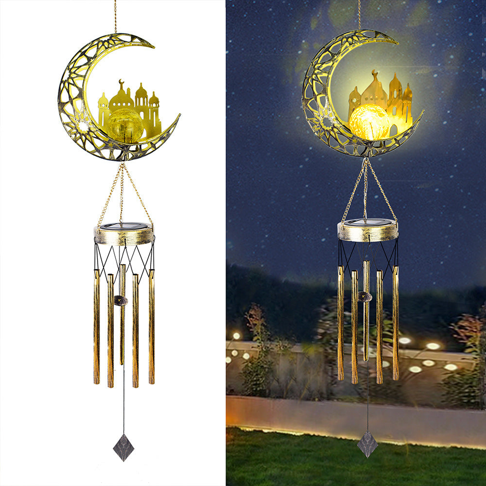 Hängende Flamingo Solar LED Windspiel mit Knackglas-Globus