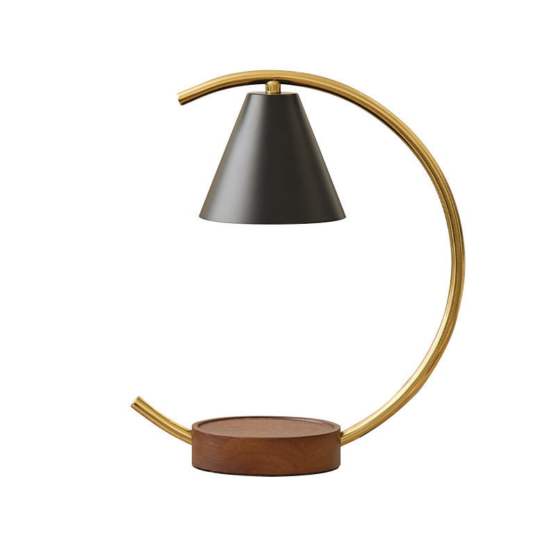 Crescent Arc Tischlampe mit Lederbesatzsockel
