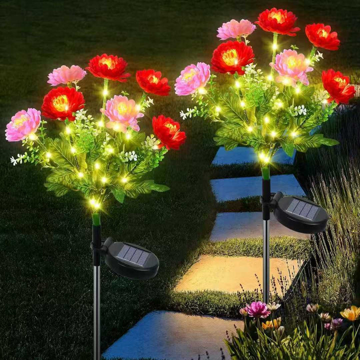 Solarbetriebene dekorative Gartenstele mit lebensechtem Ranunkelstrauß