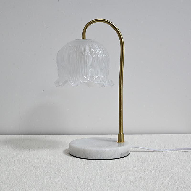 Vintage-Glas-Glocken-schirm Marmor-Basis Tischlampe
