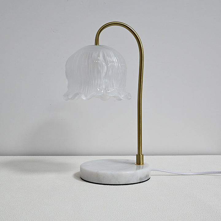Vintage-Glas-Glocken-schirm Marmor-Basis Tischlampe