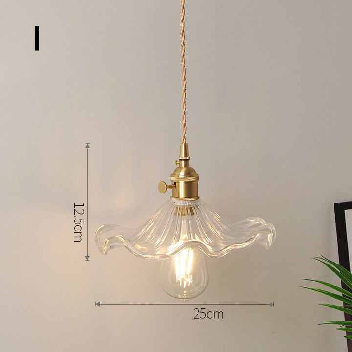 Fluted Glass Pendant Lamp mit Vintage Messingfassung