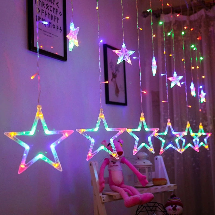 LED Acryl Hängende Weihnachtsvorhang Lichterset mit Rentier Baum Glocke und Stern Ornamenten