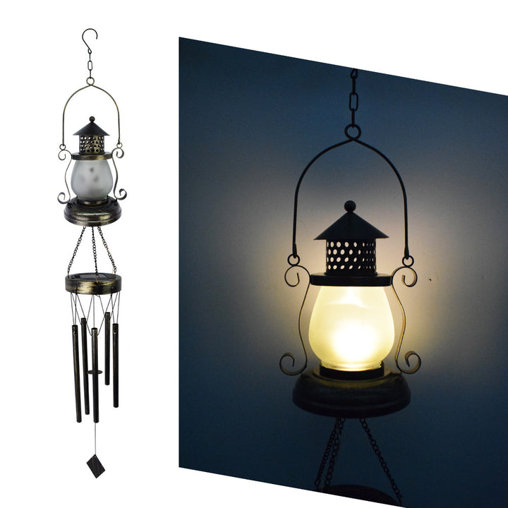 Hängende Flamingo Solar LED Windspiel mit Knackglas-Globus