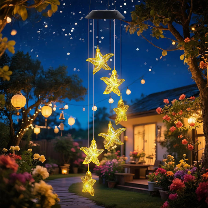 Dekorative Solar LED Seestern Windspiel Hängelampe Gartenlichter