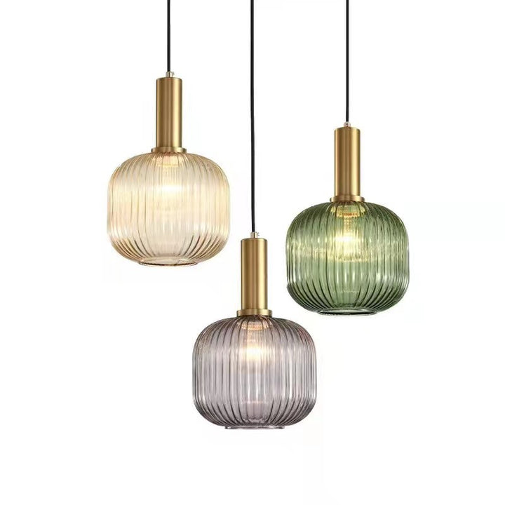 Geripptes Glas Pendelleuchte