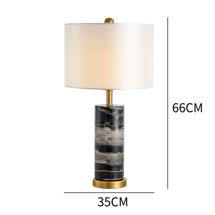 Marmor Basis Tischlampe mit elegantem Stoffschirm