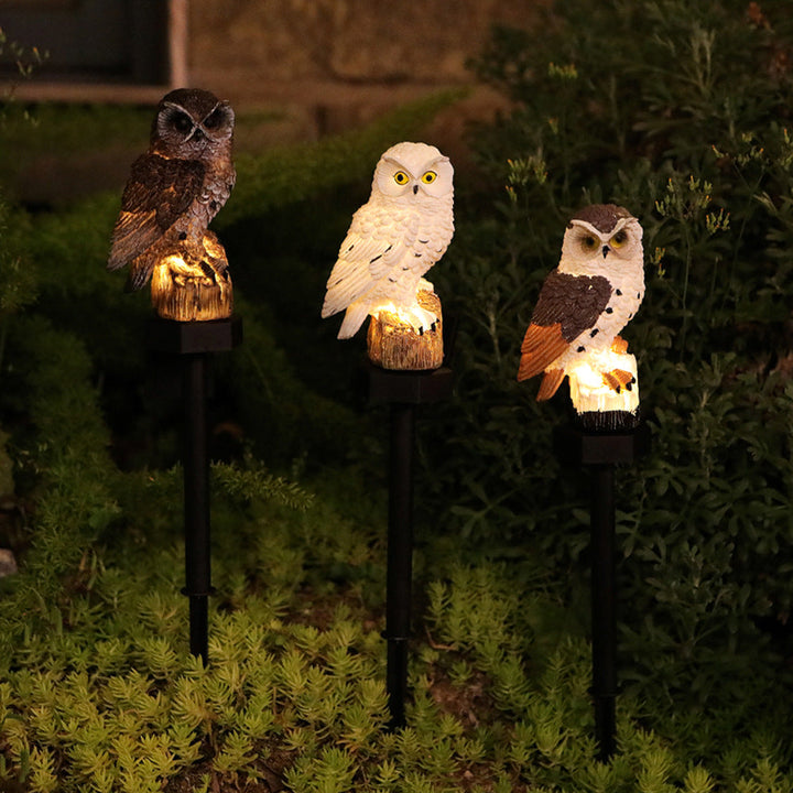 Realistische Eule Solar Gartenstecker Licht Mit LED Harz Skulptur