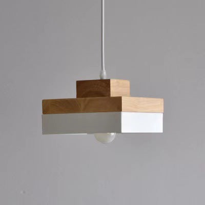 Geometrische Schichtige Holzpendelleuchte