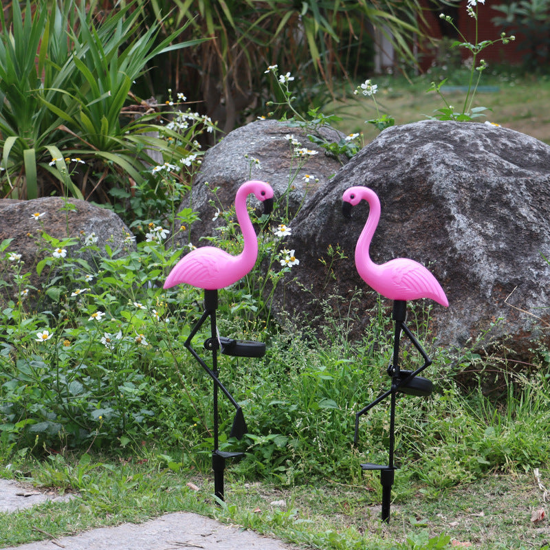 Dekorative solarbetriebene Flamingo-Gartensteckdose mit verstellbarem Tablett und Spike-Befestigung