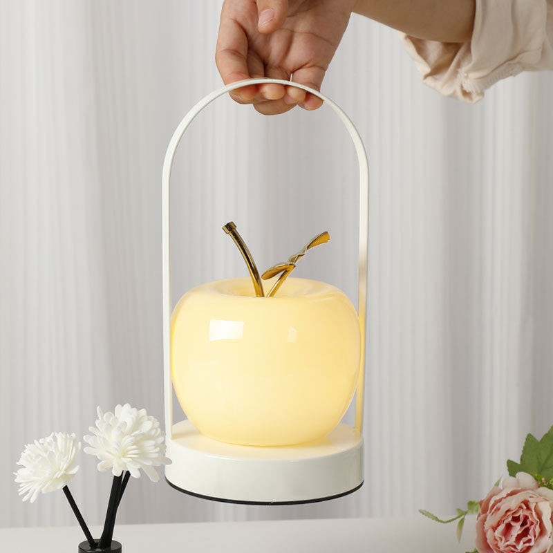 Keramische apfelförmige Ambient-Tischlampe mit Messinggriff