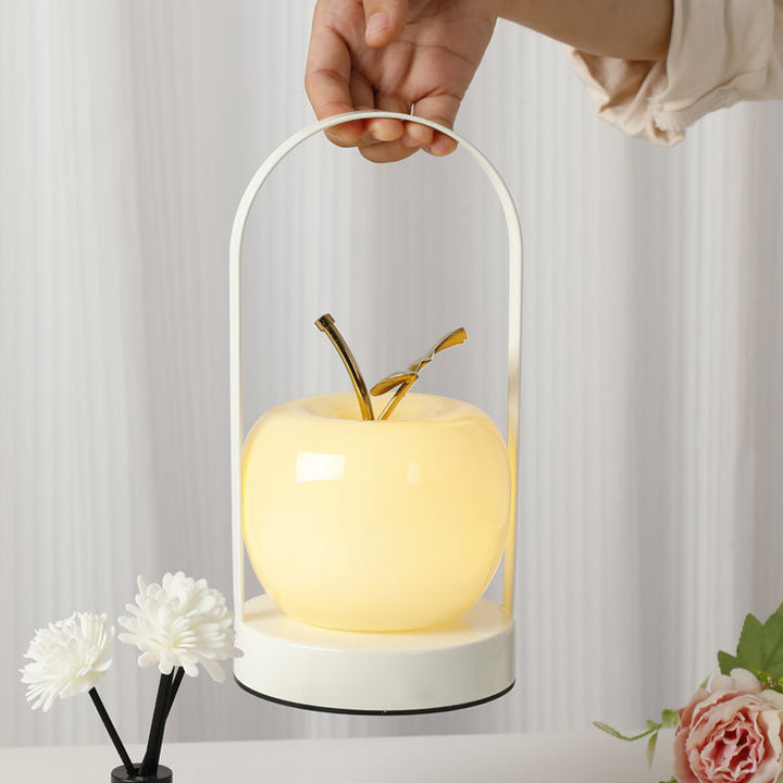 Keramische apfelförmige Ambient-Tischlampe mit Messinggriff