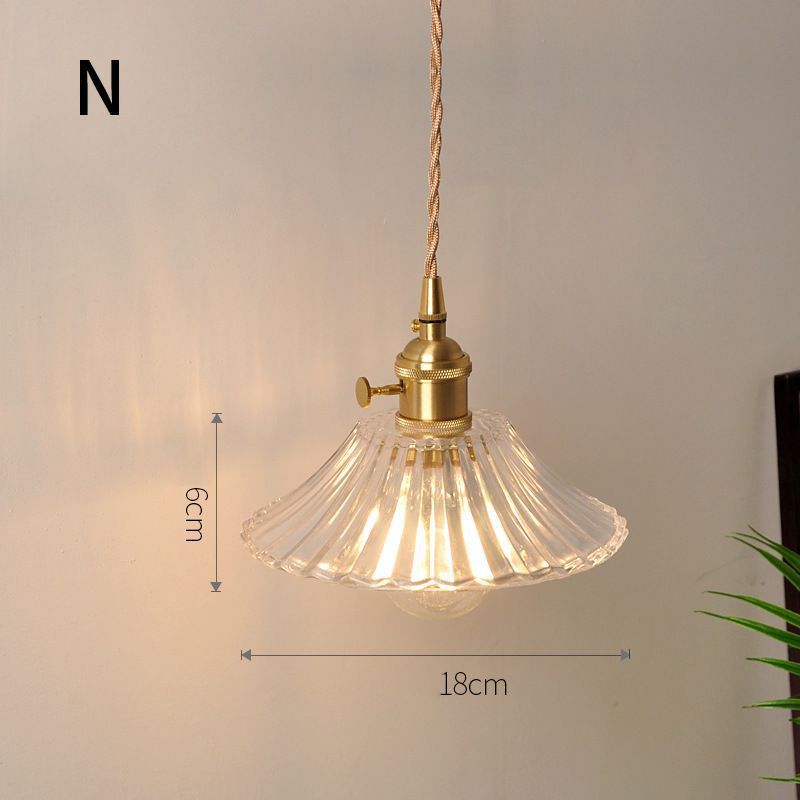 Fluted Glass Pendant Lamp mit Vintage Messingfassung