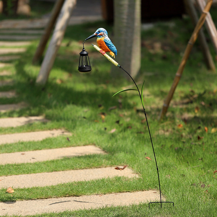 Handgemalte Eisvogel Gartenlaterne Stecker
