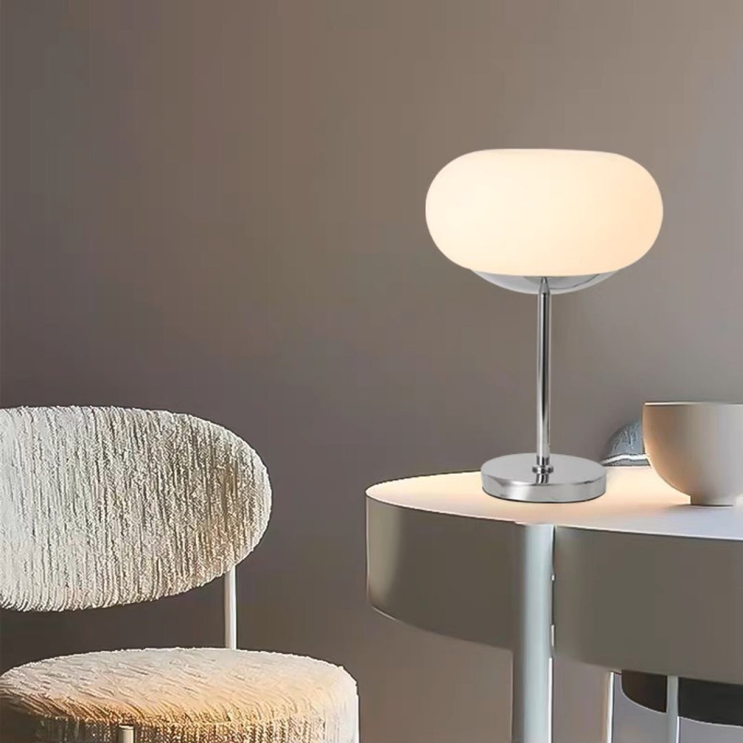 Moderne Glas- und Chrom-Tischlampe