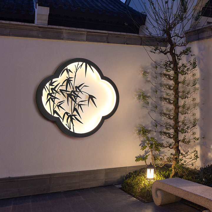 Dekorative wolkenförmige LED-Wandlampe mit Bambus-Silhouette