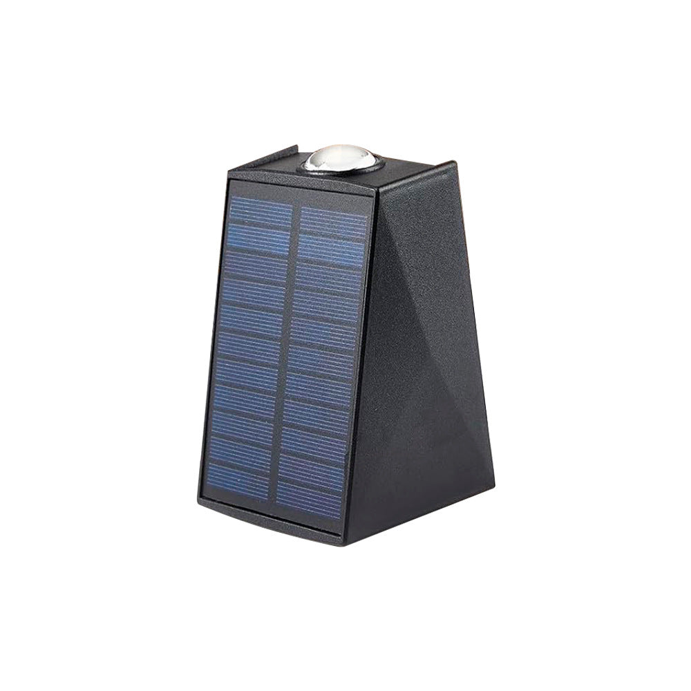 Abgewinkelte bi-direktionale Solar-LED-Wandleuchte-Downlight mit integriertem Photovoltaikpanel und Prismenlinse